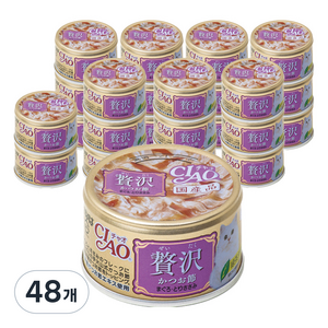 챠오츄르 이나바 고양이 제이타크캔, 가츠오부시&참치&닭가슴살 (A-145), 80g, 48개
