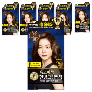 리엔 흑모비책 새치염색 크림, 짙은갈색, 10개