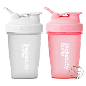 쉐이크베이비 보틀 쉐이커 2종 세트, 화이트 + 핑크, 600ml, 2개