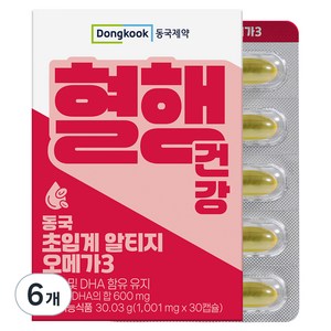 동국제약 혈행건강 초임계 알티지 오메가3 30.03g, 6개, 30정
