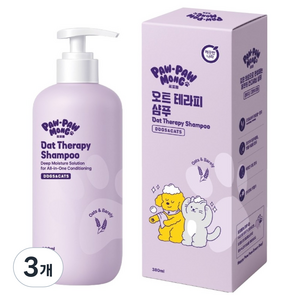 포포몽 강아지 고양이 공용 오트 테라피 샴푸, 3개, 380ml