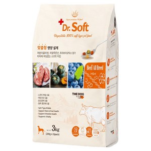 더독 강아지 전연령용 닥터 소프트 사료, 소, 3kg, 1개