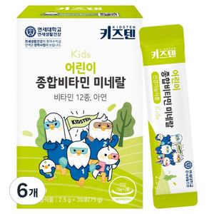 키즈텐 어린이 종합비타민 미네랄, 75g, 6개