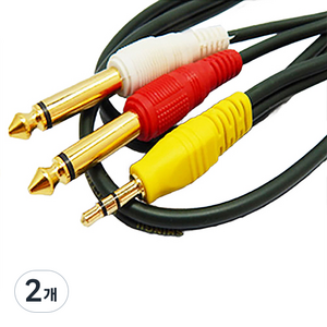 해밀전자 고급형 오디오 케이블 3m, 3.5ST-2모노5.5, 혼합색상, 2개