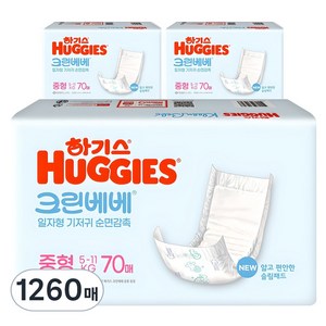 하기스 뉴 크린베베 순면감촉 일자형 기저귀 유아용, 3단계, 1260매