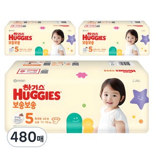 하기스 뉴 보송보송 밴드형 기저귀 공용, 5단계, 480매