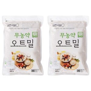 두보식품 바른곡물 국내산 무농약 오트밀, 800g, 2개