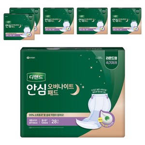 디펜드 남녀공용 안심 오버나이트 패드 성인기저귀, 28개입, 6개