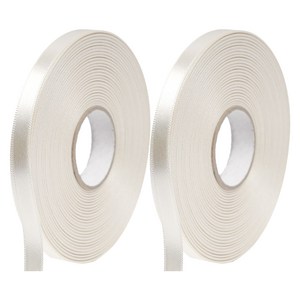 포포팬시 뭉구 프리미엄 유광 단면 공단 리본 10mm, 04 아이보리, 2개, 45m