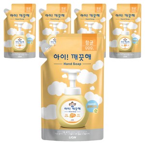아이깨끗해 향균 폼 핸드솝 순 파우더향 리필용, 200ml, 5개