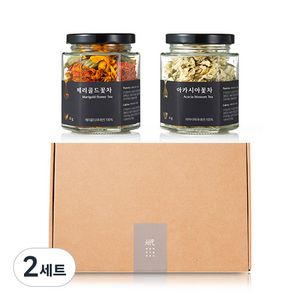 채온 하루맑음 꽃차 2종 선물세트 + 쇼핑백, 2세트, 메리골드 11g + 아카시아 6g