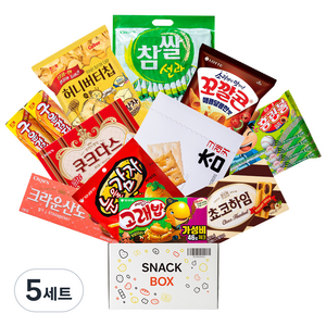사무실 과자세트 스낵 15입 세트 1호 (쵸코하임 + 참크래커 + 허니버터칩 + 꼬깔콘 매콤달콤한맛 + 구운감자 2p + 눈을감자 페퍼솔트 + 참쌀선과 + 초코홈런볼 4번들 + 고래밥 볶음양념맛 + 크라운산도 딸기 + 쿠크다스 화이트), 5세트, 11종