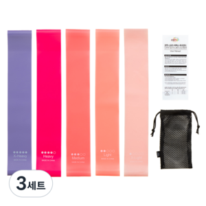 코멧 스포츠 라텍스 루프밴드 5종 세트, 핑크, 오렌지, 피치, 로즈, 퍼플, 3세트