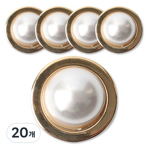 패션포인트 왕진주 단추 혹성진주 21 mm, 화이트 + 골드, 20개