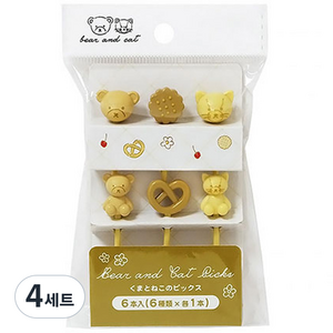 곰과 고양이 도시락픽 세트 MP020, 6개입, 4세트