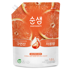 순샘 구연산 자몽향 주방세제 리필, 1.6L, 1개
