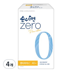 순수한면 제로 순면 뉴 팬티라이너, 슈퍼롱, 40개입, 4개