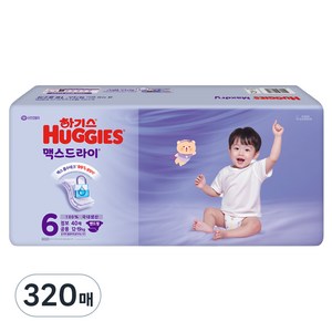 하기스 맥스드라이 밴드형 기저귀 점보 남여공용, 6단계, 320매