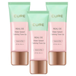 김정문알로에 라센스 로에 큐어 리알로에 워터 스플래쉬 카밍 톤업 선크림 SPF50+ PA++++, 40g, 3개