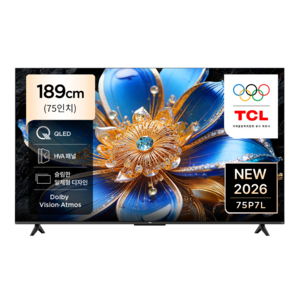 TCL 4K UHD QLED TV, 75P7L, 방문설치, 벽걸이형, 189cm(75인치)