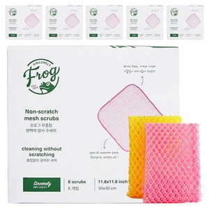 프로그 무흠집 반짝이 망사 수세미, 6개입, 6개