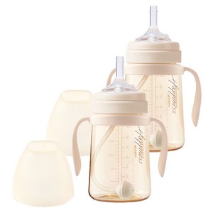 마더케이 베이직 PPSU 추 빨대컵, 200ml, 2개, 크림