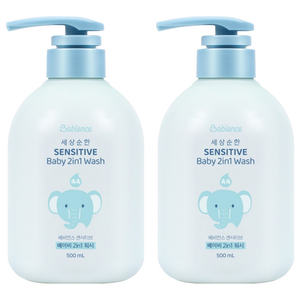 베비언스 센서티브 베이비 투인원 워시 파우더플로럴향, 500ml, 2개