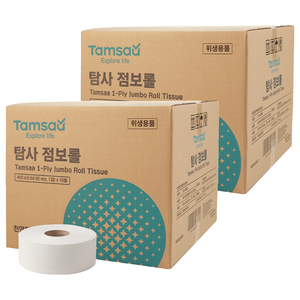 탐사 1겹 천연펄프 점보롤 400m, 2개, 16롤