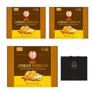 정원삼 6년근 고려홍삼정 로얄젤리스틱 + 쇼핑백, 300g, 3개