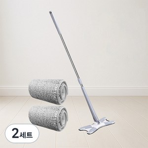 앙플러스 세척이 쉬운 노터치 밀대 걸레 + 패드 2p 세트, 2세트