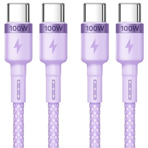 홈플래닛 E-Marker IC 칩셋 C to C PD 100W 초고속충전 케이블, 2m, 퍼플, 2개