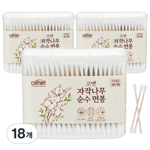 코멧 자작나무 순수 면봉, 350개입, 18개