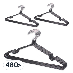영스타 논슬립 PVC 코팅옷걸이, 블랙, 480개