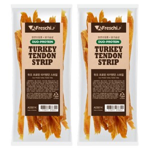 프레스키 강아지 듀오 프로틴 터키텐던 스트립 간식, 혼합맛(칠면조힘줄+닭고기), 85g, 2개