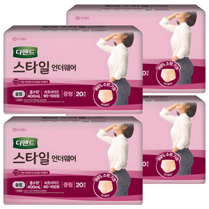 디펜드 여성용 스타일 언더웨어 성인기저귀 슬림, 중형, 20개입, 4개