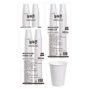 늘푸른 무인쇄 종이컵 340ml, 3개, 100개입