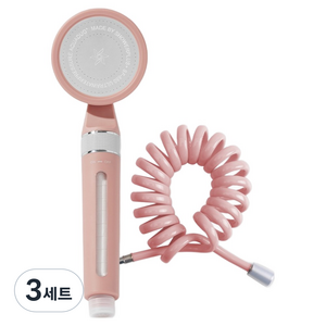 아쿠아듀오 블라썸 온오프 샤워기 + 스프링 호스 3m 세트, 3세트, 로즈핑크