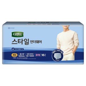 디펜드 남성용 스타일 언더웨어 성인기저귀 파워, 중형, 18개입, 1개