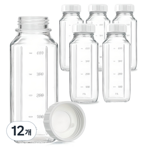 미르코리아 사각 밀폐 갤런 눈금 유리병, 500ml, 12개