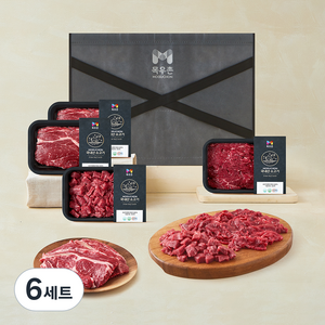 목우촌 국내산 소고기 혼합세트 총 1kg (등심200g x 2 + 국거리300g + 불고기300g) (냉장), 6세트