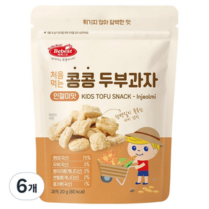 베베스트 처음먹는 콩콩 두부과자, 인절미맛, 6개, 20g