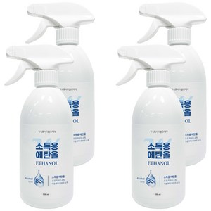 더블유제약 소독용 에탄올 스프레이, 4개, 500ml