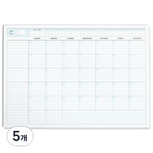 아이코닉 플로우 A4 먼슬리 플래너 패드 데스크 월간 스케줄러, 02 POWDER BLUE, 5개