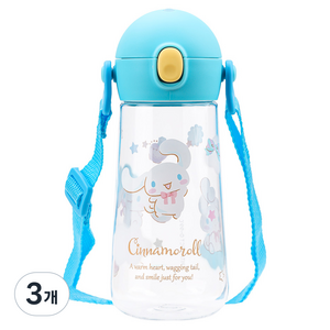 릴팡 더보틀 원터치 어깨끈 트라이탄 물통, 시나모롤, 470ml, 3개