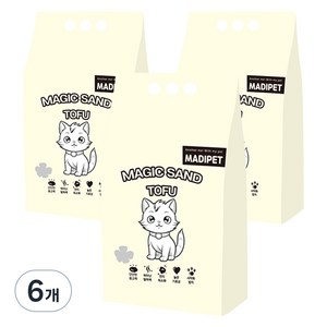메디펫 매직 응고형 고양이 두부모래 가는입자, 10L, 6개, 무향