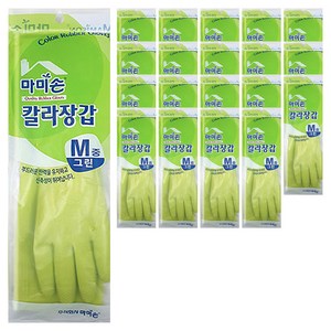 마미손 칼라 고무장갑 M, 그린, 중(M), 20개