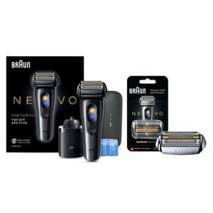 BRAUN 시리즈 NEVO 전기면도기 + 교체용 날망 세트, NEVO11000C(면도기), NEVO-S(날망), 면도기(그라파이트) + 날망(실버)