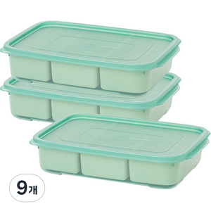 이지앤프리 튼튼이 웨이브킵 냉동실 나눔 정리용기 3칸 1700ml, 1개입, 9개