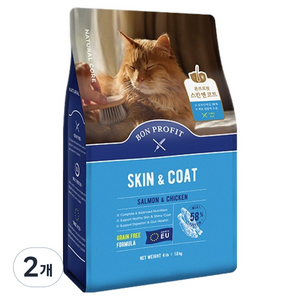 네츄럴코어 전연령 고양이 본프로핏 스킨 & 코트 사료, 1.8kg, 2개, 닭+연어
