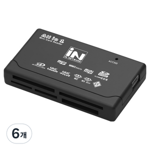 인네트워크 USB2.0 지원 MMC / MS / M2 / XD /CF / TF / SD 호환 6슬롯 멀티 카드리더기, 6개, 혼합색상, IN-UACARD